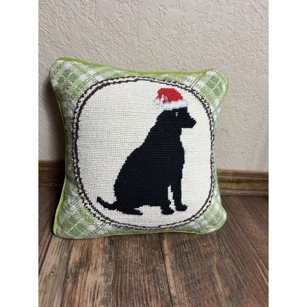 Dog Throw Pillow Labrador Needlepoint Vintage Needs Help - Project